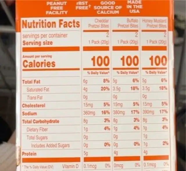 Whisps nutrition facts table
