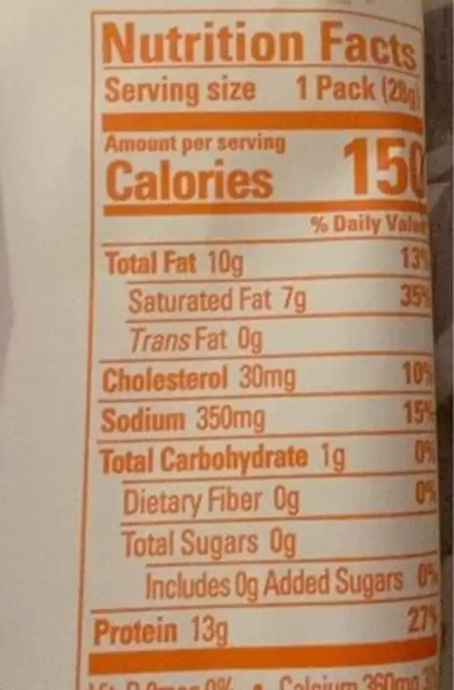 Parmesan cheese crisps nutrition facts table
