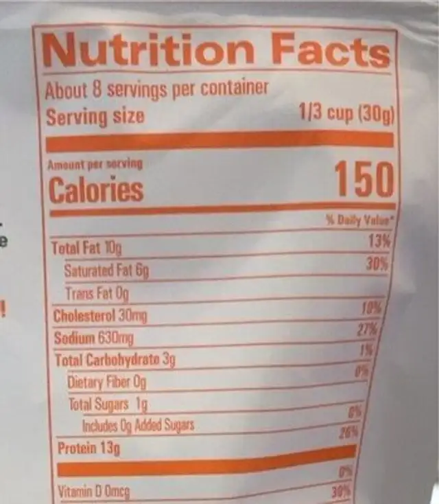 Whisps cheese crumbs nutrition facts table