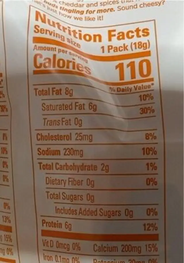 Whisps nutrition facts table