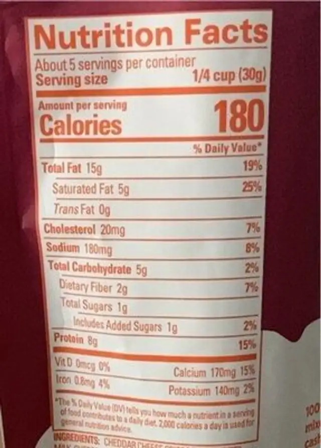 Smokey BBQ cheese crisps nutrition facts table