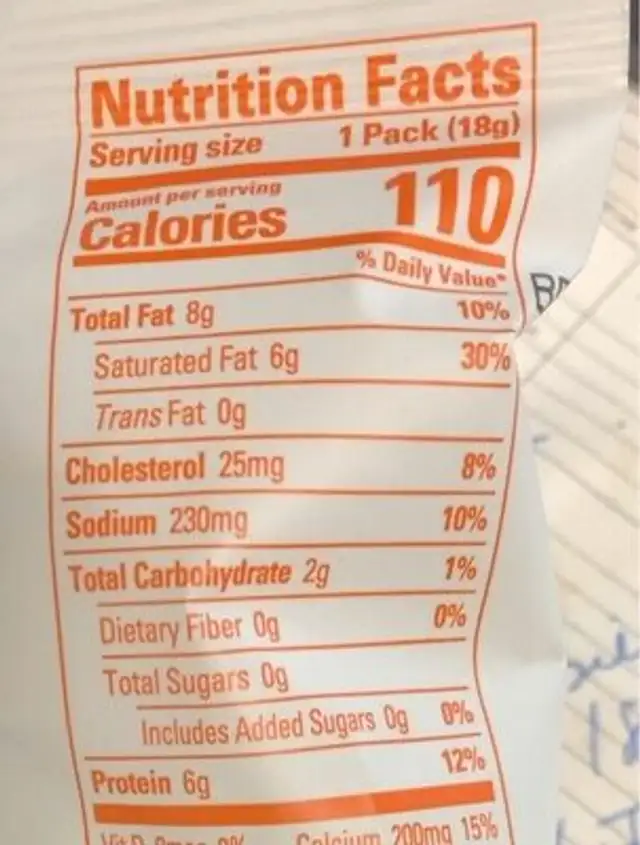 Whipssnacks nutrition facts table