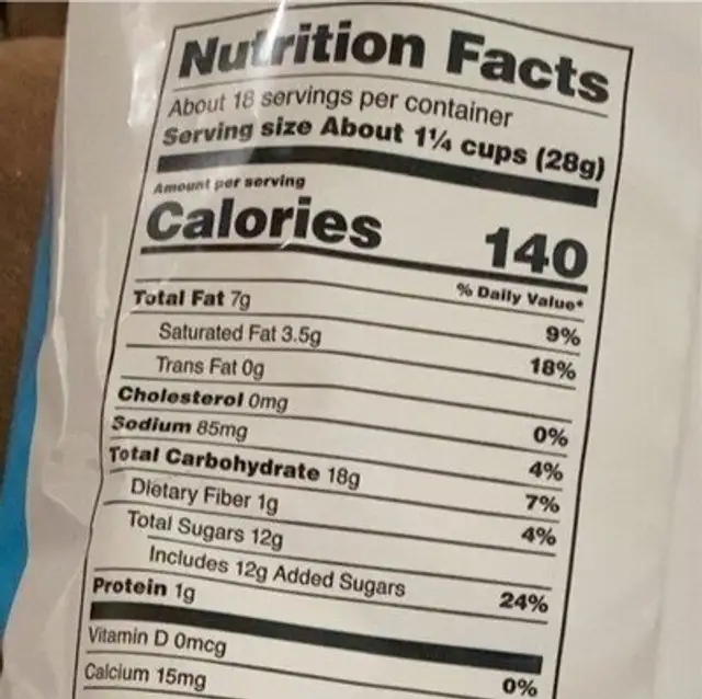Cookies n cream popcorn nutrition facts table
