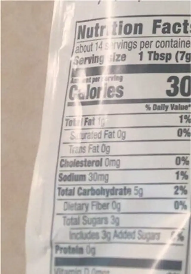 Hawaiin BBQ salad topper nutrition facts table