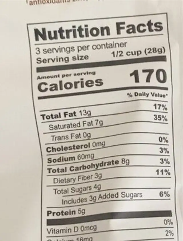 Sprouted coconut clusters - power seeds nutrition facts table