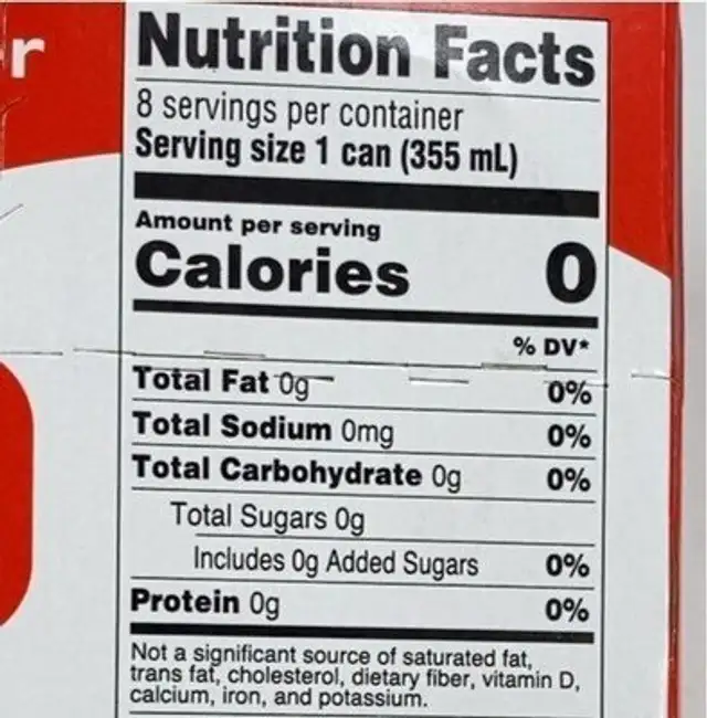 Jelly belly sparkling water nutrition facts table