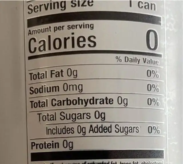 SPARKLING WATER (PIÑA COLADA) nutrition facts table