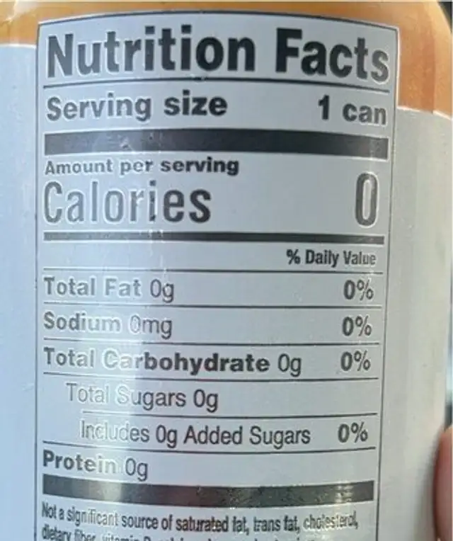 Orange sherbet sparkling water nutrition facts table