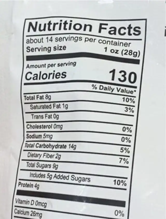 Omega Deleux Mix nutrition facts table