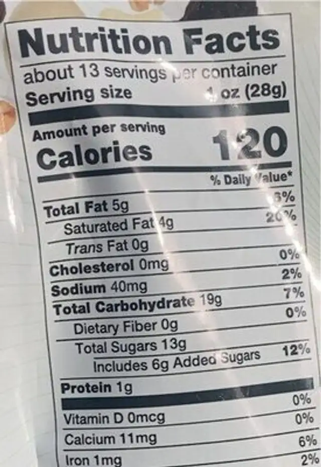 classic trail mix nutrition facts table