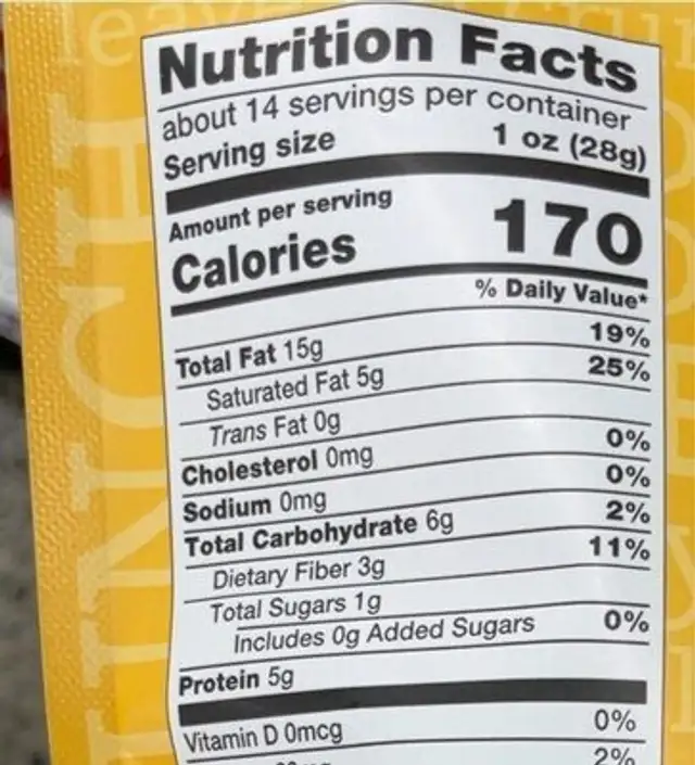 Palo mix nutrition facts table