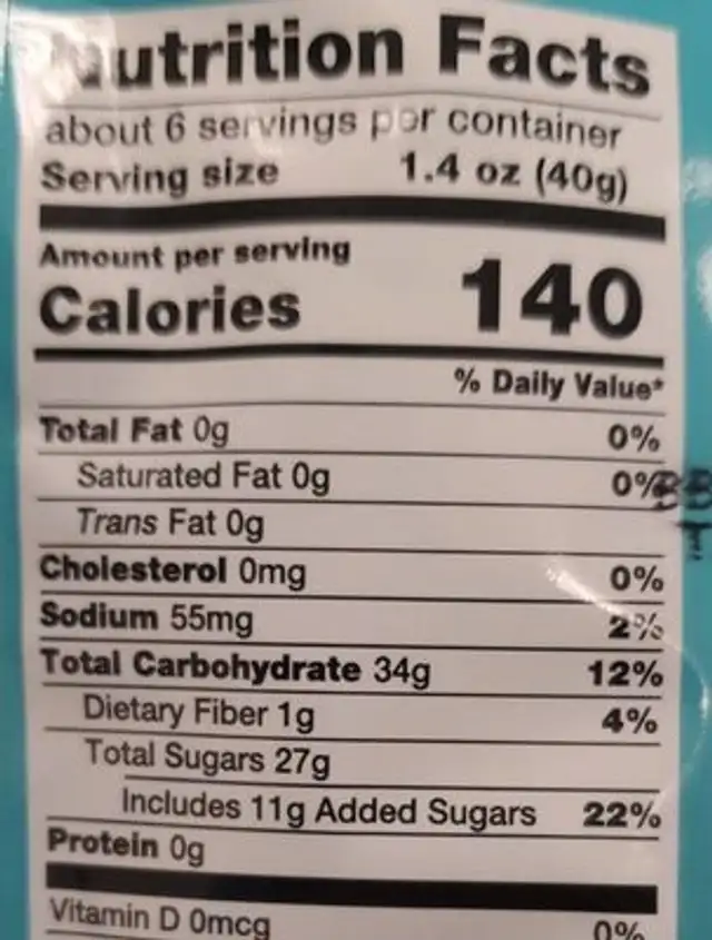 Diedro unsulfured mango slices nutrition facts table