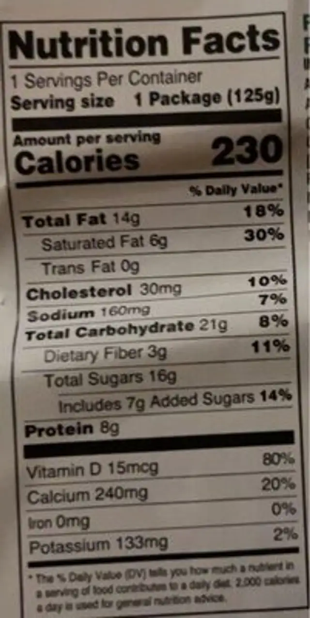 Apples, Pecans & Gouda nutrition facts table