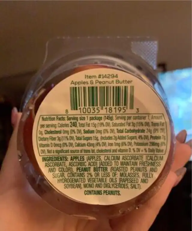 Apples and peanut butter nutrition facts table
