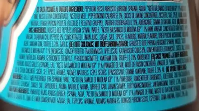 Italian Truffle hot sauce ingredients label