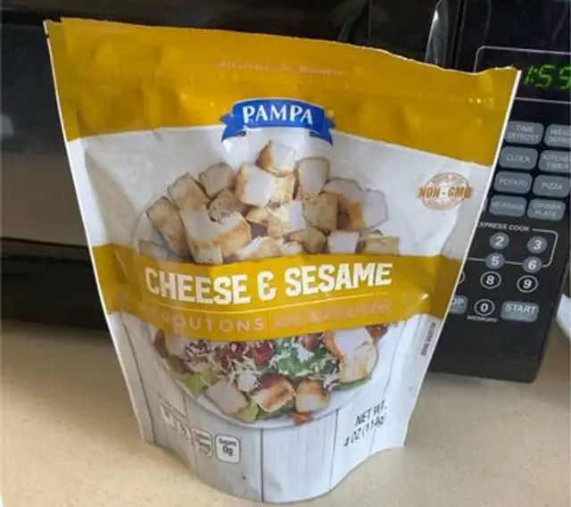 Cheese and sesame croutons