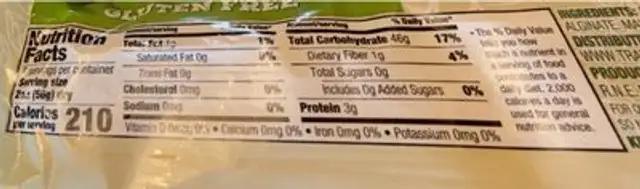 Spaghetti nutrition facts table