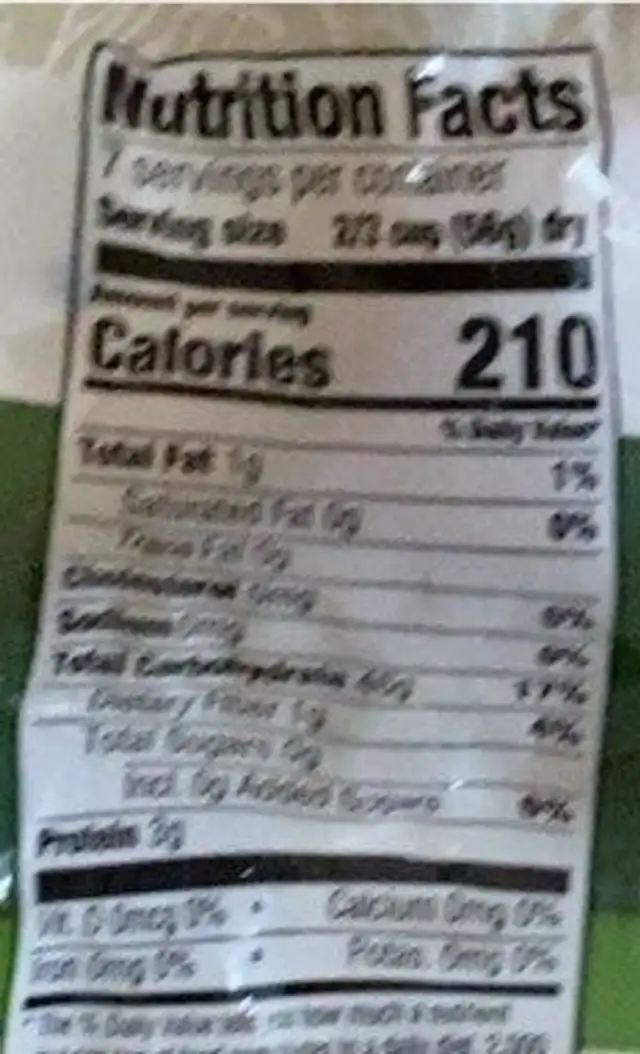 Gluten free penne rigate nutrition facts table
