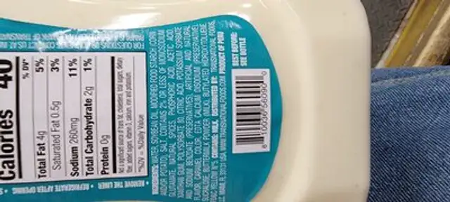 Buttermilk ranch ingredients label
