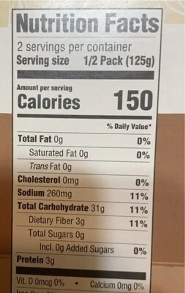 Brown rice nutrition facts table