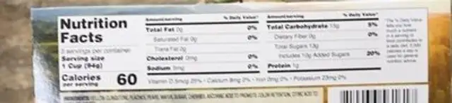Cherry mixed fruit in light syrup nutrition facts table