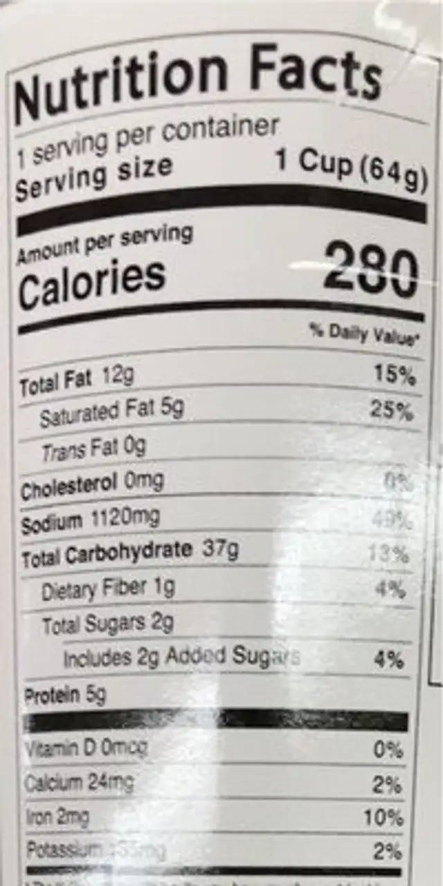 Chef woo beef ramen express nutrition facts table