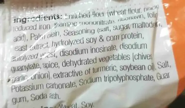 Chicken Flavor Ramen Express ingredients label