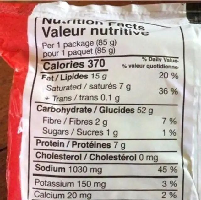 Hotter & Spicier nutrition facts table