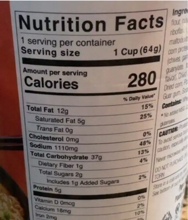 Hot & spicy chicken ramen nutrition facts table