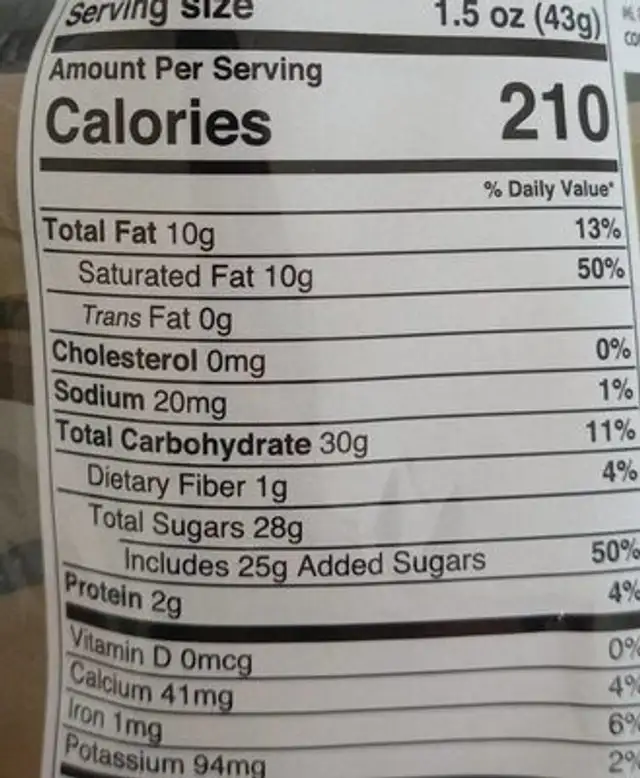 Chocolaté ROCKS nutrition facts table