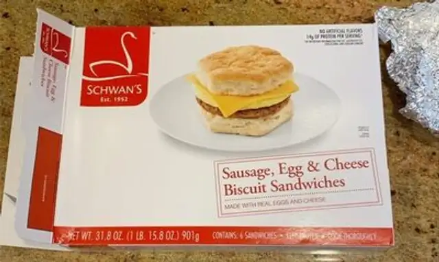Sausage egg and cheese biscuit sandwich