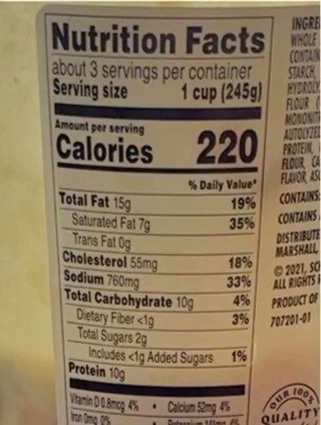 Chicken & Wild Rice Soup nutrition facts table