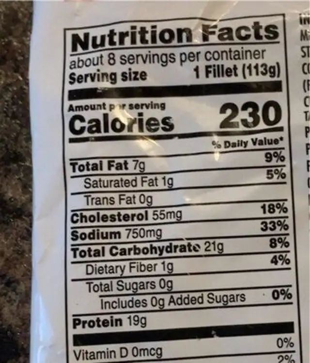 Italian style breaded chicken breast fillets nutrition facts table