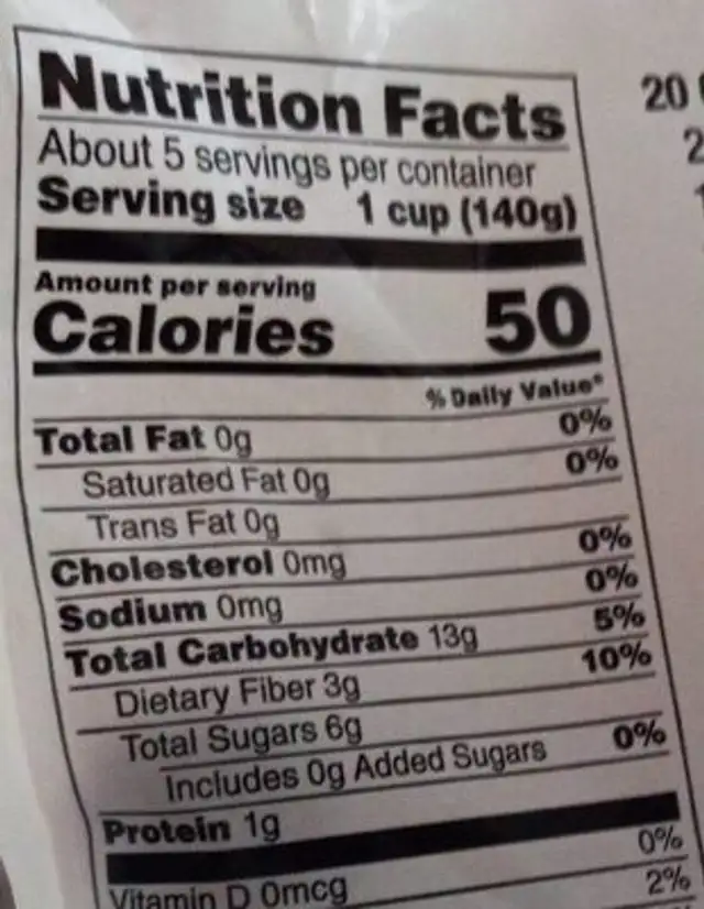 frozen whole strawberries nutrition facts table