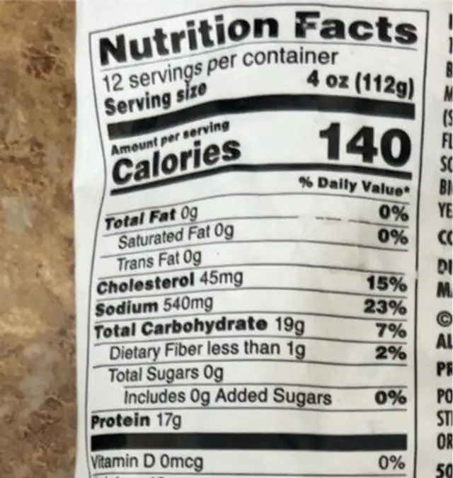 Schwan’s Breaded Chicken Breast Tenderloin Strips nutrition facts table