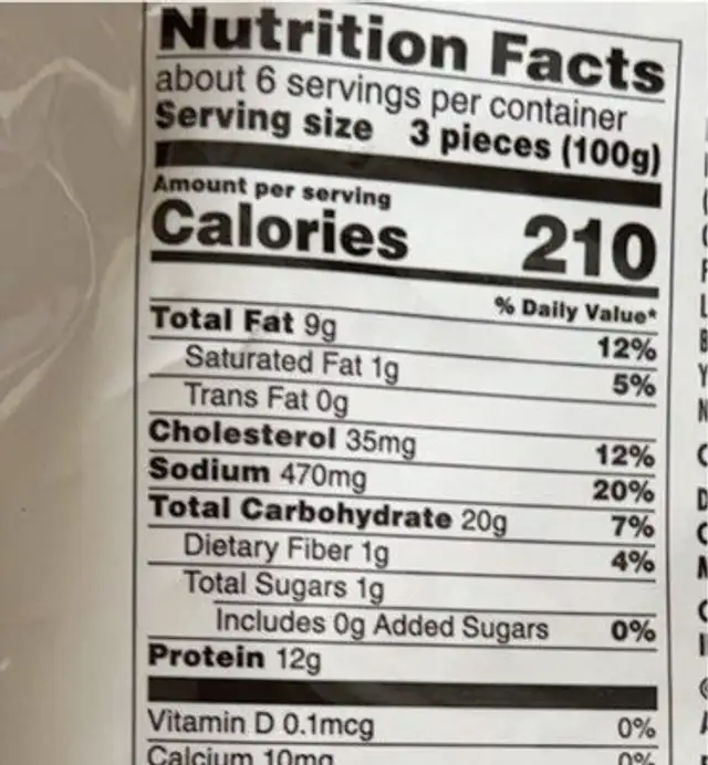 Crispy breaded fish sticks nutrition facts table