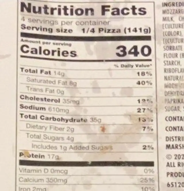 Classic Crust Four Cheese Pizza nutrition facts table