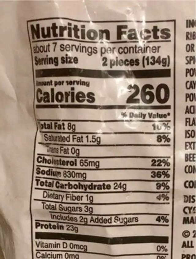 Nashville hot chicken stripes nutrition facts table