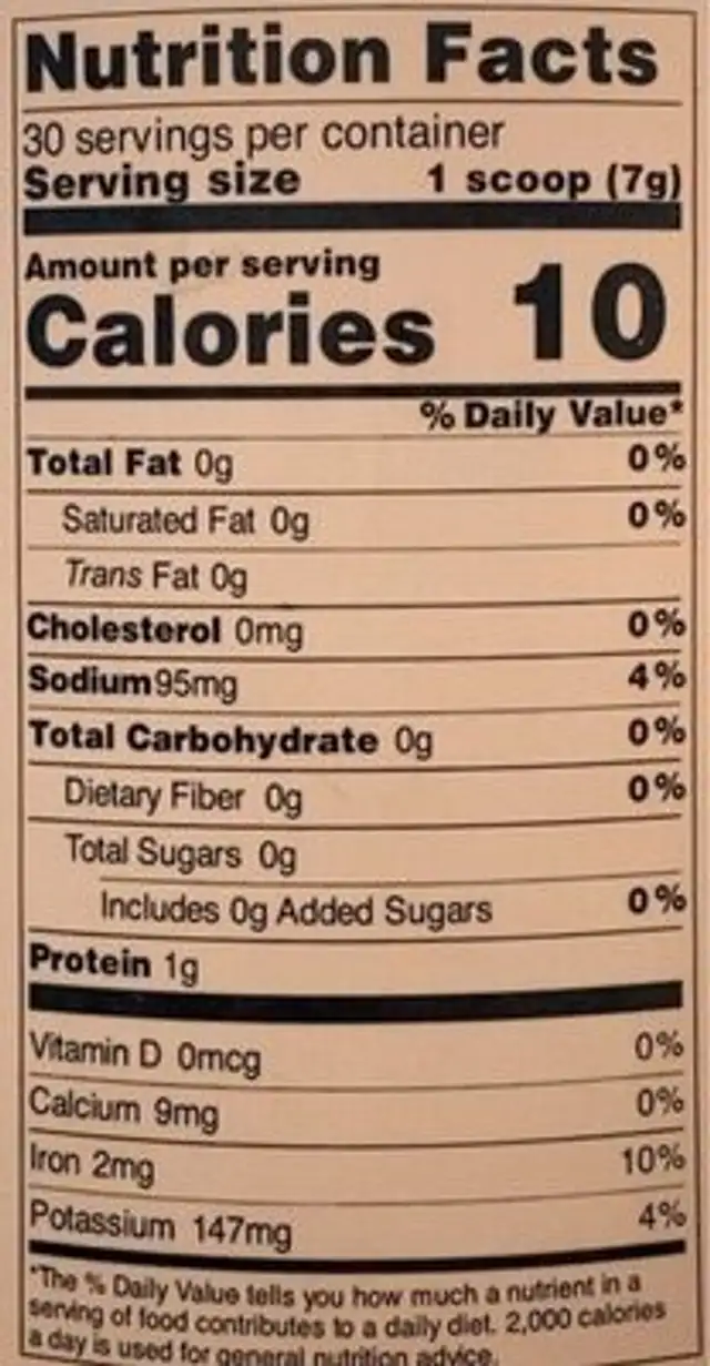 Morning Mocha Latte nutrition facts table