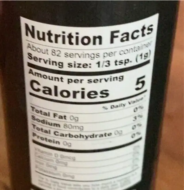 Everything Bagel Spice Blend nutrition facts table