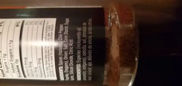 taco seasoning ingredients label
