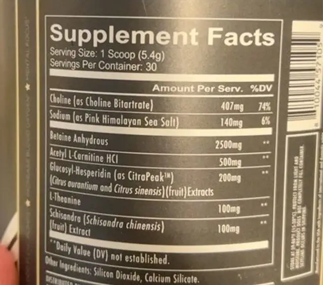 Big noise nutrition facts table