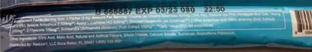 Big Noise nutrition facts table