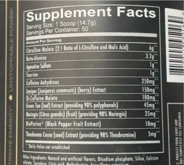 Total war nutrition facts table