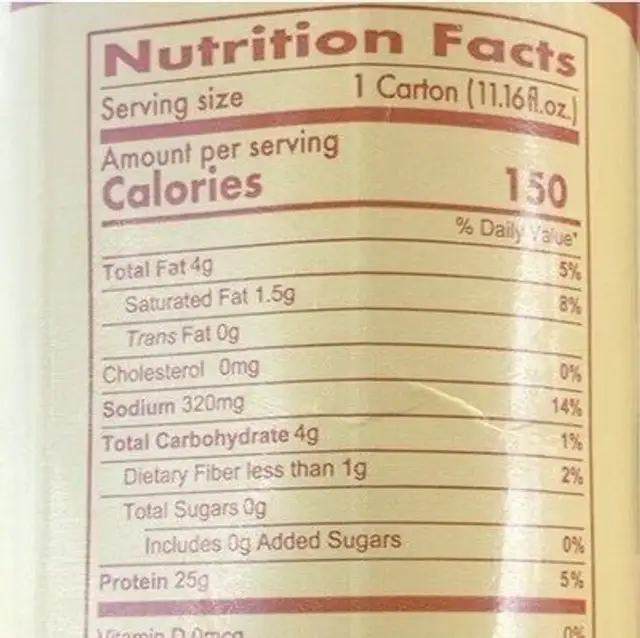 MRE Salted Caramel nutrition facts table
