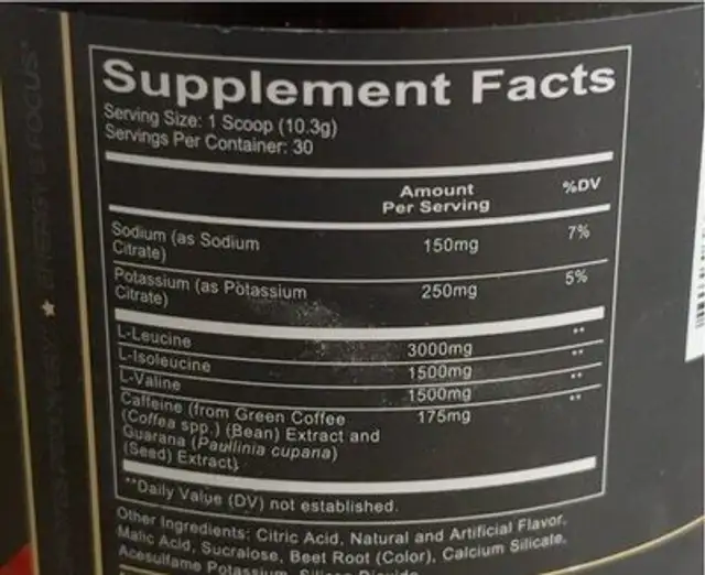 Breach nutrition facts table