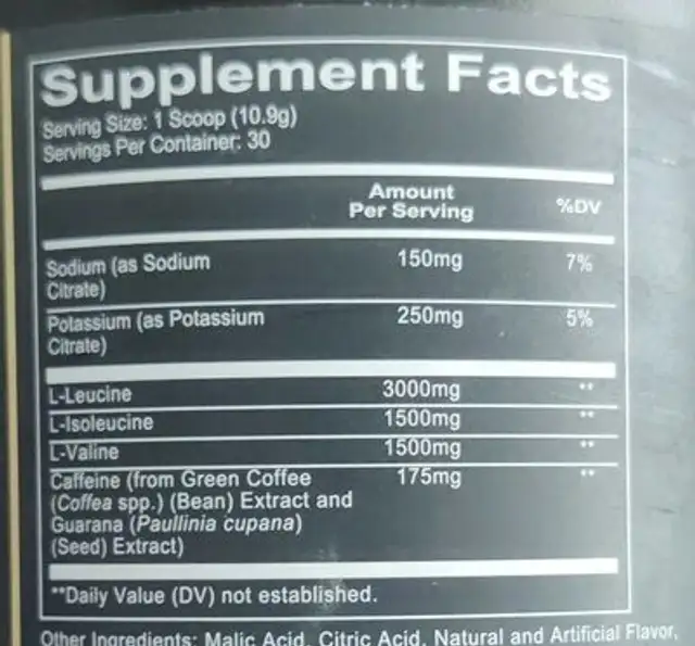 Breach nutrition facts table