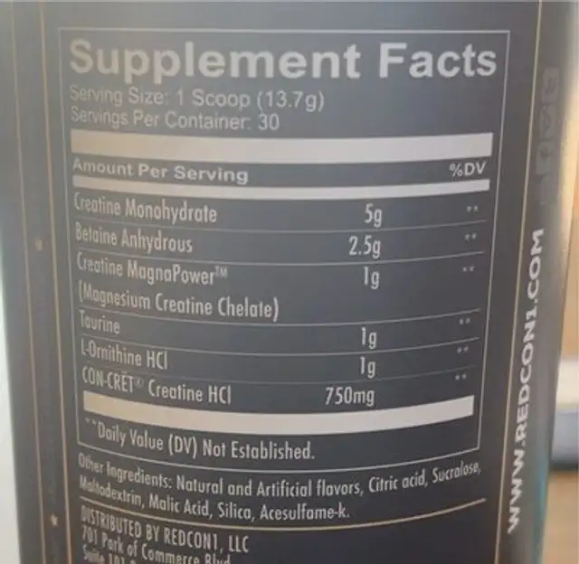 TANGO nutrition facts table