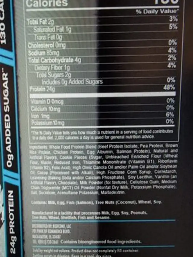 MRE Lite ingredients label