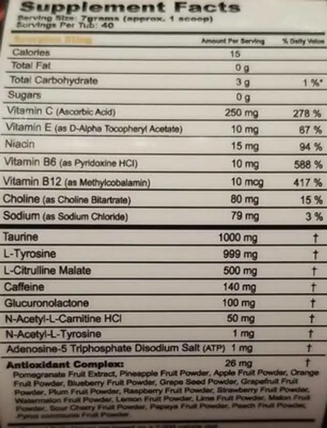 Scorpion sting nutrition facts table